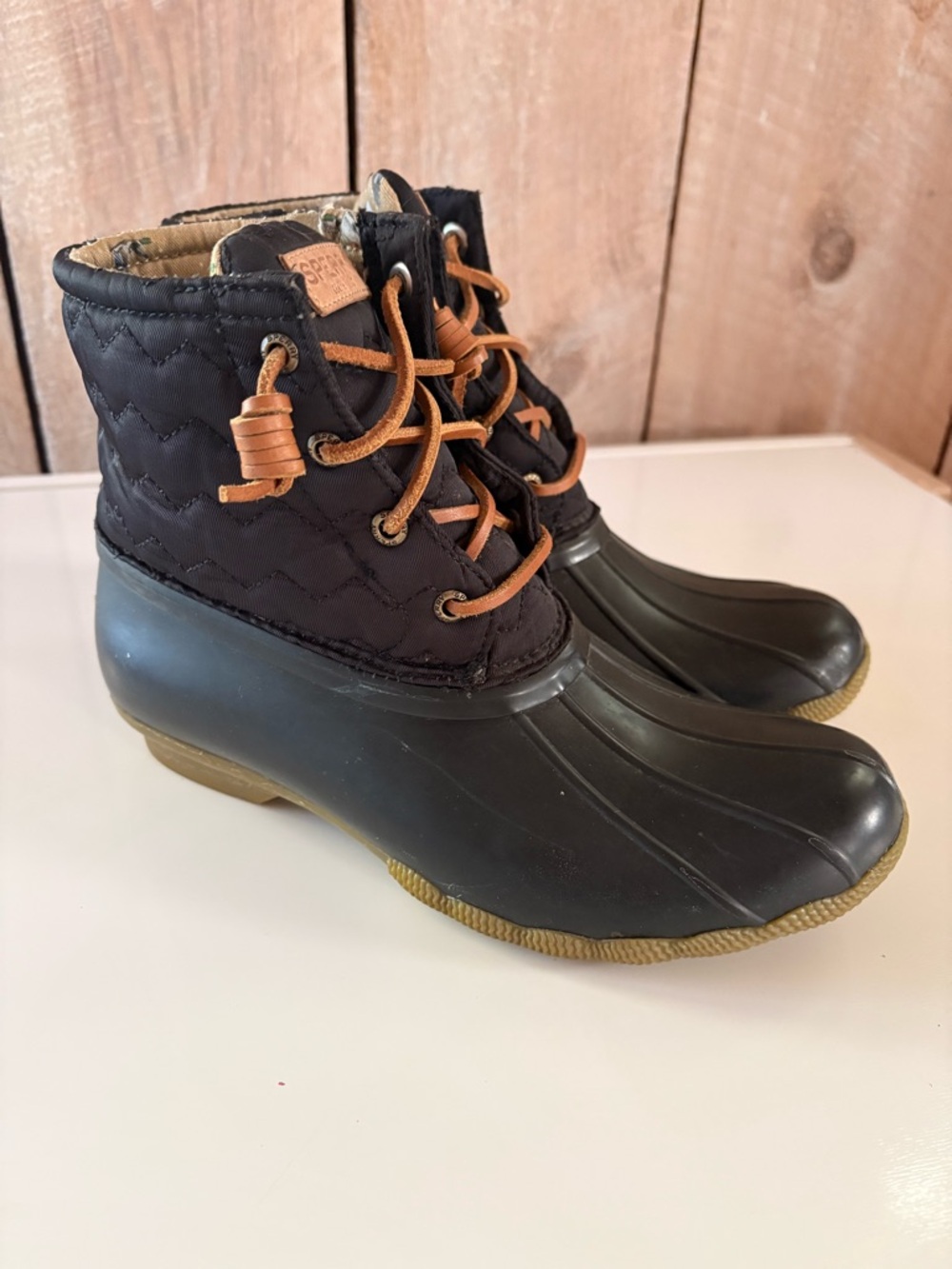 Sperry Saltwater Quilted Boots with Tan Laces